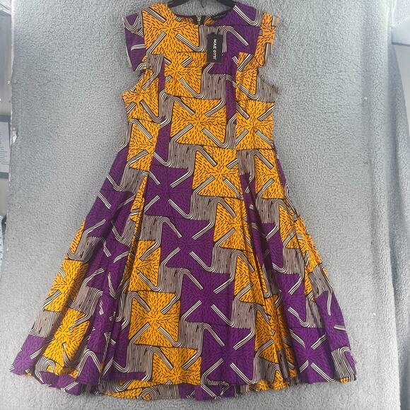 Mae Otti Flowy Flare Womens Dress Colorful 2XL Cotton Art Abstract - Picture 11 of 16